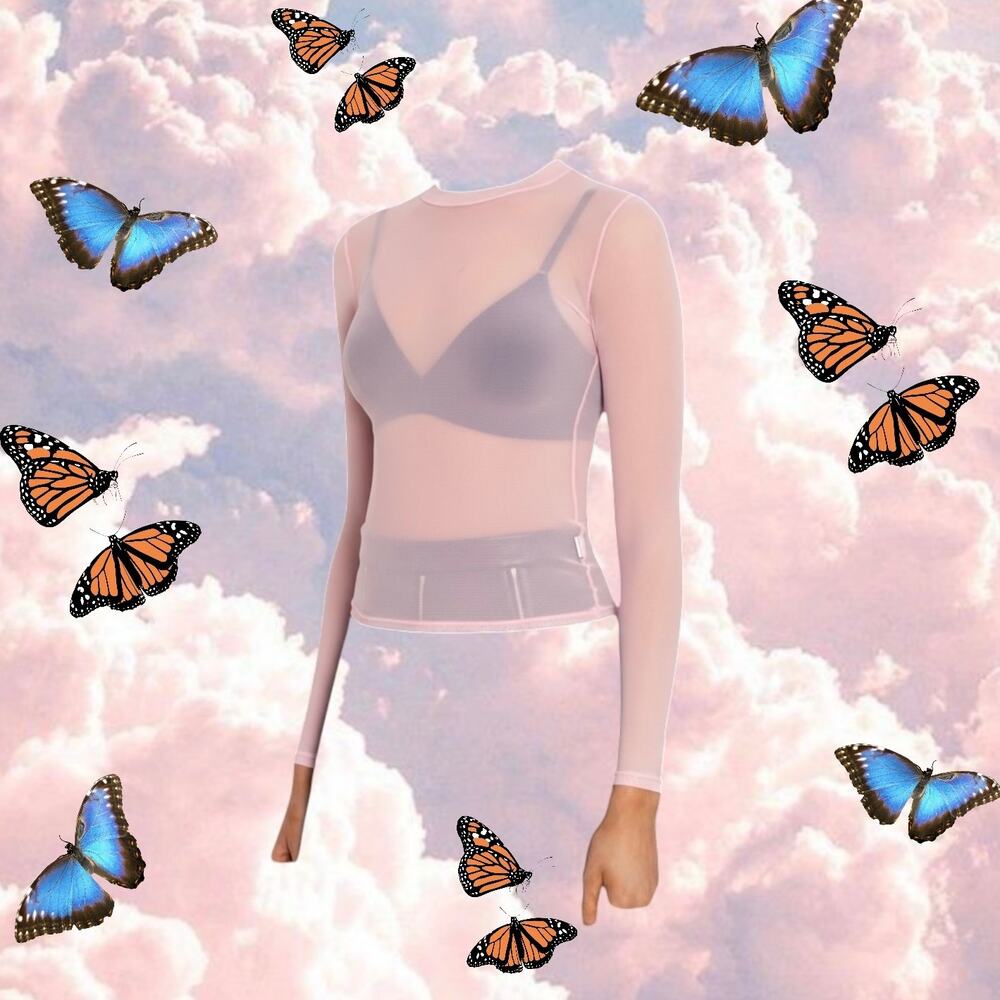 New W/Out Tags BlackMilk Pink Mesh Long Sleeve Shirt